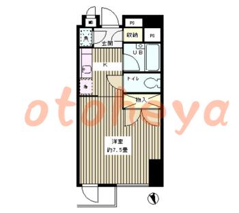 防音室のある楽器可 賃貸物件 1 R 8.2万円の図面１
