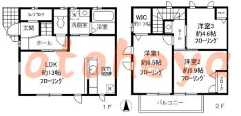 防音室のある楽器可 賃貸物件 3 LDK 13万円の図面１