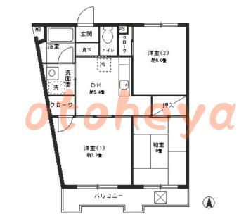 防音室のある楽器可 賃貸物件 3 DK 12万円の図面１