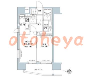 楽器可の賃貸物件 1 LDK 16.1万円の図面１
