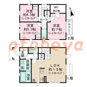 グランドピアノ可の賃貸物件 3 LDK 24.5万円の図面１