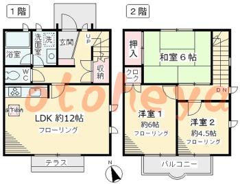防音室のある楽器可 賃貸物件 3 LDK 8.9万円の図面１