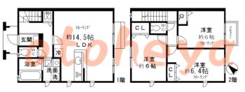 防音室のある楽器可 賃貸物件 3 LDK 19.8万円の図面１