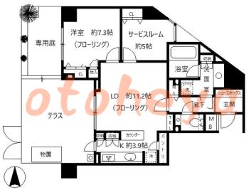 楽器可の賃貸物件 1 SLDK 33万円の図面１
