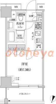 防音室のある楽器可 賃貸物件 1 K 11.5万円の図面１