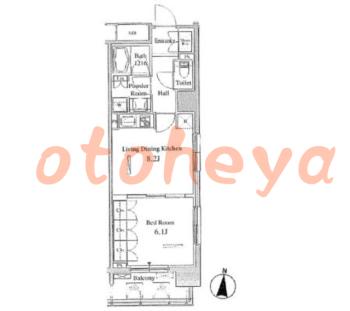 楽器可の賃貸物件 1 LDK 15.2万円の図面１