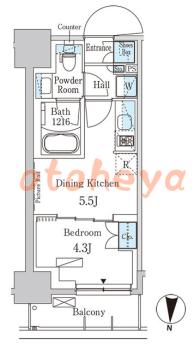 楽器可の賃貸物件 1 DK 13.4万円の図面１