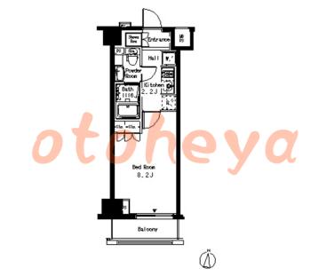 楽器可の賃貸物件 1 K 9.8万円の図面１
