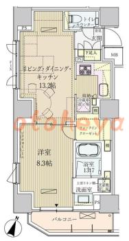 防音室のある楽器可 賃貸物件 1 LDK 32万円の図面１