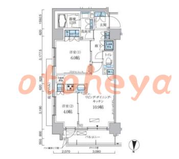 防音室のある楽器可 賃貸物件 2 LDK 21.5万円の図面１