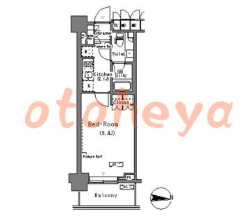 楽器可の賃貸物件 1 K 13.3万円の図面１