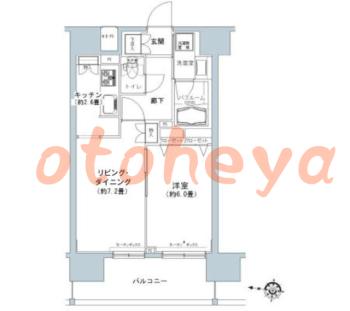 楽器可の賃貸物件 1 LDK 16.2万円の図面１