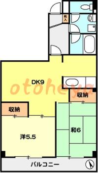 楽器可の賃貸物件 2 DK 11万円の図面１