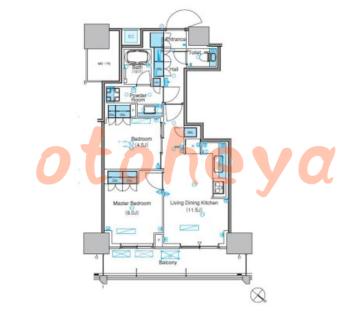楽器可の賃貸物件 2 LDK 23.2万円の図面１