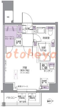 楽器可の賃貸物件 1 R 14.1万円の図面１