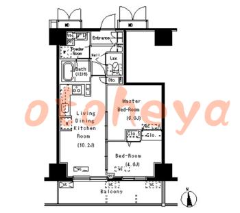 楽器可の賃貸物件 2 LDK 23.5万円の図面１