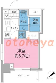 防音室のある楽器可 賃貸物件 1 K 7.8万円の図面１
