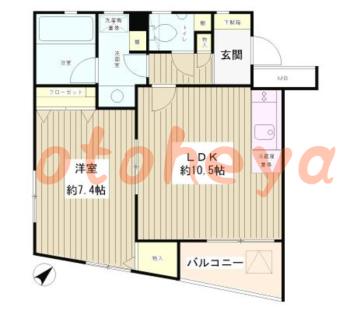 楽器可の賃貸物件 1 DK 10万円の図面１