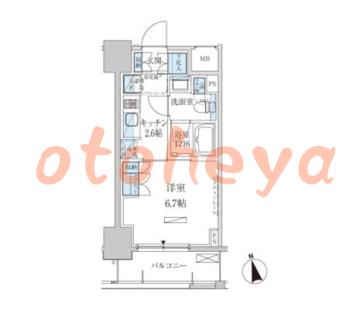 楽器可の賃貸物件 1 K 11.7万円の図面１