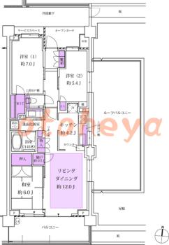 防音室のある楽器可 賃貸物件 3 LDK 28万円の図面１
