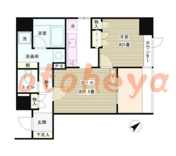 防音室のある楽器可 賃貸物件 1 LDK 14.1万円の図面１