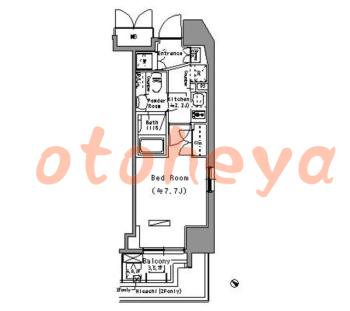 楽器可の賃貸物件 1 K 10.1万円の図面１