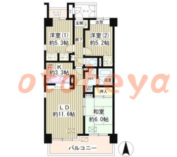 防音室のある楽器可 賃貸物件 3 LDK 18万円の図面１