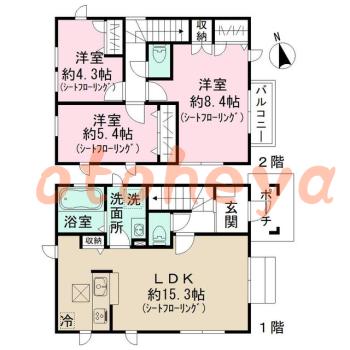 グランドピアノ可の賃貸物件 3 LDK 24.5万円の図面１