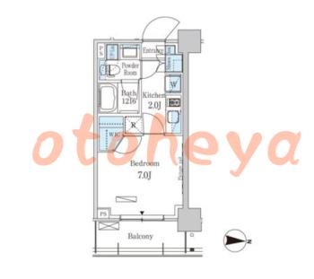 防音室のある楽器可 賃貸物件 1 K 12万円の図面１