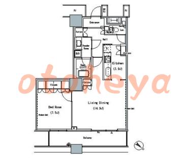 楽器可の賃貸物件 1 LDK 23.5万円の図面１