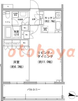 防音室のある楽器可 賃貸物件 1 LDK 16.4万円の図面１