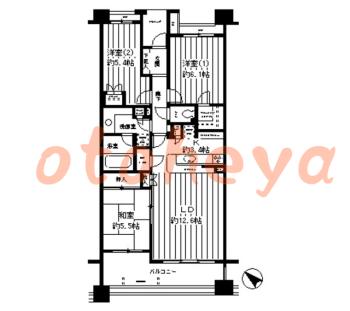 楽器可の賃貸物件 3 LDK 19.9万円の図面１