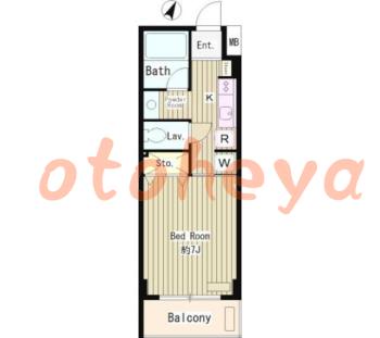 楽器可の賃貸物件 1 K 6.2万円の図面１