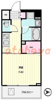 楽器可の賃貸物件 1 K 12万円の図面１