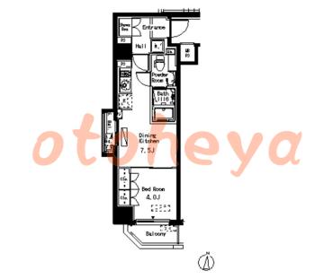 楽器可の賃貸物件 1 DK 12.1万円の図面１