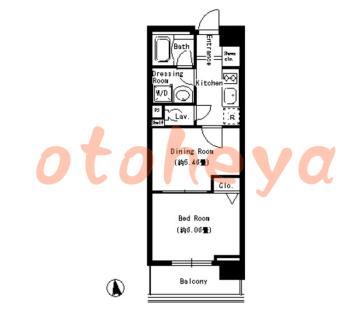 グランドピアノ可の賃貸物件 1 DK 14.4万円の図面１