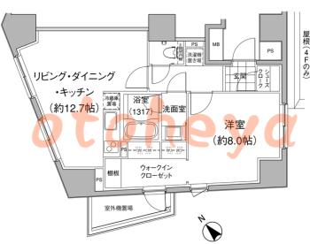 防音室のある楽器可 賃貸物件 1 LDK 24.7万円の図面１