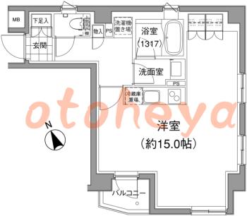 楽器可の賃貸物件 1 R 17.2万円の図面１