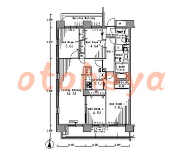 楽器可の賃貸物件 3 SLDK 25.8万円の図面１