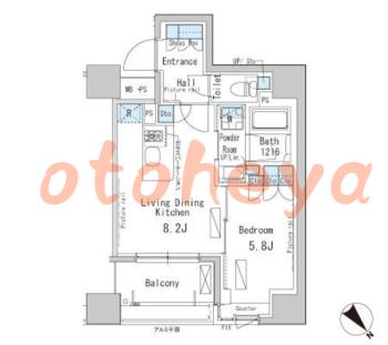 防音室のある楽器可 賃貸物件 1 LDK 16.1万円の図面１