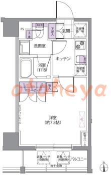 防音室のある楽器可 賃貸物件 1 K 11.7万円の図面１