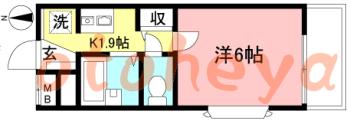 防音室のある楽器可 賃貸物件 1 K 5.5万円の図面１