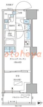 防音室のある楽器可 賃貸物件 1 DK 13.7万円の図面１