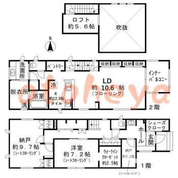 弦楽器楽器可の賃貸物件 1 SLDK 25万円の図面１