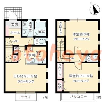 防音室のある楽器可 賃貸物件 2 LDK 15.5万円の図面１