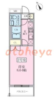楽器可の賃貸物件 1 K 12.5万円の図面１