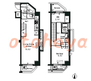 楽器可の賃貸物件 1 SLDK 18.5万円の図面１
