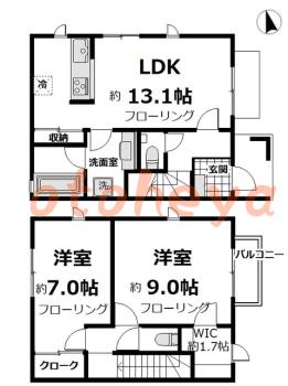防音室のある楽器可 賃貸物件 2 LDK 24万円の図面１