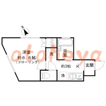 防音室のある楽器可 賃貸物件 1 K 7.9万円の図面１