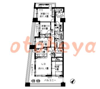 防音室のある楽器可 賃貸物件 4 LDK 21.9万円の図面１